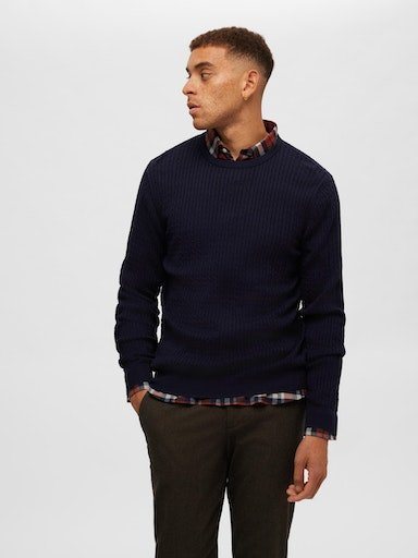 Selected Rundhalspullover SLHBERG CABLE CREW NECK NOOS von Selected