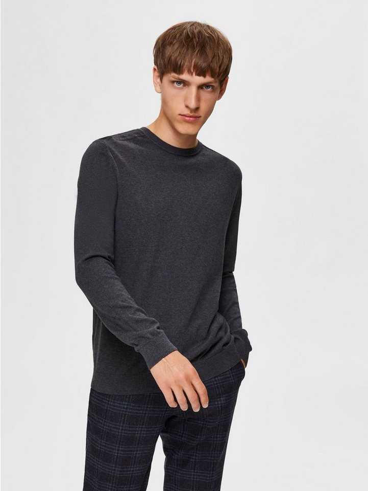 SELECTED HOMME Strickpullover Einfarbiger Basic Rundhals Long Sleeve SLHBERG (1-tlg) SLHBERG CREW NECK B NOOS von SELECTED HOMME