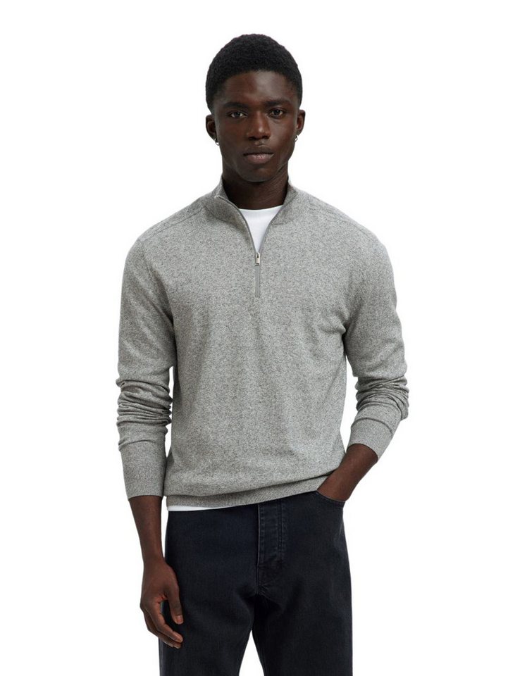 SELECTED HOMME Strickpullover SLHBERG LS HALF ZIP mit 100% Baumwolle von SELECTED HOMME