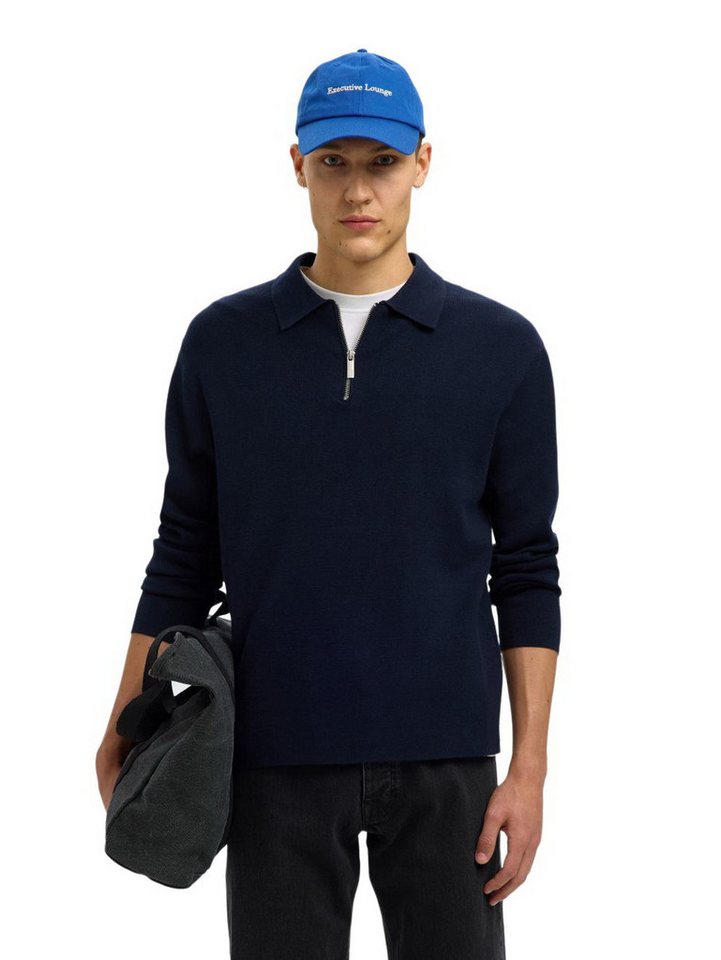 SELECTED HOMME Strickpullover SLHTELLER FN RELAXED HALF ZIP POLO aus Viskosemix von SELECTED HOMME