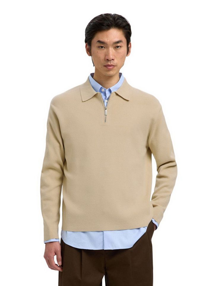 SELECTED HOMME Strickpullover SLHTELLER FN RELAXED HALF ZIP POLO aus Viskosemix von SELECTED HOMME