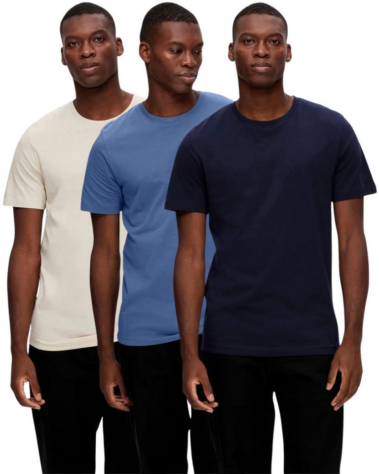 SELECTED HOMME T-Shirt Basic Shirts mit Rundhalsausschnitt im 3er Pack von SELECTED HOMME