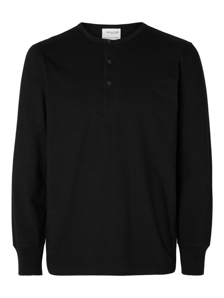 SELECTED HOMME T-Shirt Einfarbiges Rundhals Langarm SLHPHILLIP SLHPHILLIP LS HENLEY NOOS von SELECTED HOMME