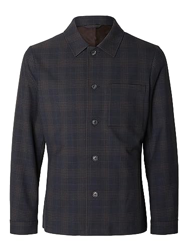 SELETED HOMME Herren SLH-Robert des HYBRID BLZ NOOS Jacke, Navy Blazer/Checks:Brown, M von SELETED HOMME