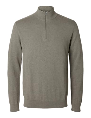 SELETED HOMME Herren SLHBERG Half Zip Cardigan NOOS Strickpullover, Vetiver/Detail:Melange, L von SELECTED HOMME
