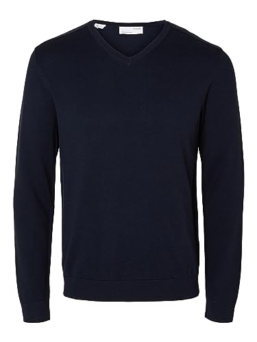 SELETED HOMME Herren SLHBERG LS Knit V-Neck NOOS Pullover, Navy Blazer/Detail:Melange, Medium von SELETED HOMME