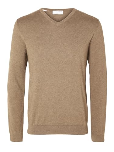 SELETED HOMME Herren SLHBERG LS Knit V-Neck NOOS Pullover, Teak/Detail:Melange, Large von SELETED HOMME
