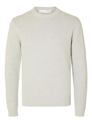 SELETED HOMME Herren SLHDANE LS Knit Structure Crew Neck NOOS Strickpullover, Light Grey Melange, Small von SELECTED HOMME