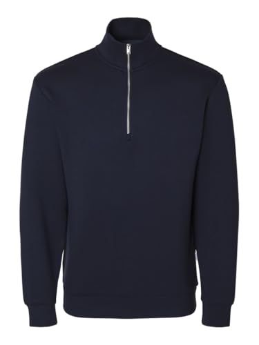 SELETED HOMME Herren SLHEMANUEL Soft Zip HIGH Neck Sweat NOOS Sweatshirt, Sky Captain, Small von SELECTED HOMME