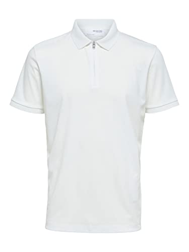 SELETED HOMME Herren SLHFAVE Zip SS Polo Poloshirt, Cloud Dancer, XXL von SELECTED HOMME