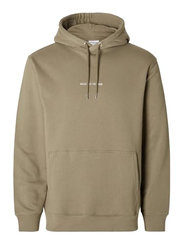 SELETED HOMME Herren SLHHANKIE Logo Hood Sweat NOOS Kapuzenpullover, Vetiver, XL von SELECTED HOMME