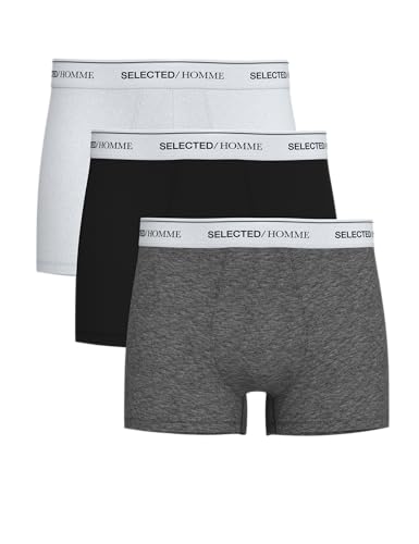 SELETED HOMME Herren SLHLIAM 3-Pack Trunk NOOS Boxershorts, White/Detail:Mix BODY-WB1-WHITE, L (3er Pack) von SELETED HOMME
