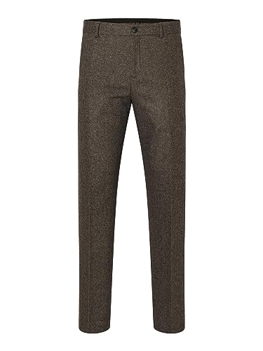 SELETED HOMME Herren SLHSLIM-ISAC Brown STRUC TRS B NOOS Stoffhose, Brownie, 37 von SELETED HOMME