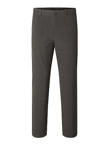 SELETED HOMME Herren SLHSLIM-Robert des Flex 175 Pants NOOS Hose, Grey Melange/Checks:Grey, 34W x 34L von SELETED HOMME