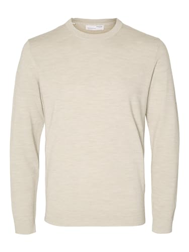 SELETED HOMME Herren SLHTOWN Merino Coolmax Knit Crew NOOS Strickpullover, Fog/Detail:Melange, XX-Large von SELECTED HOMME