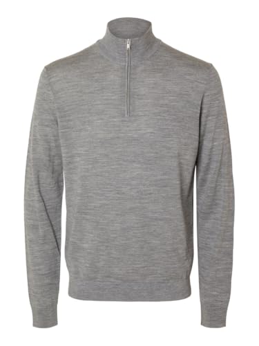 SELETED HOMME Herren SLHTRAY LS Knit Merino Half Zip NOOS Pullover, Medium Grey Melange, Large SELETED HOMME Herren SLHTRAY LS Knit Merino Half Zip NOOS Pullover, Medium Grey Melange, Large von SELETED HOMME