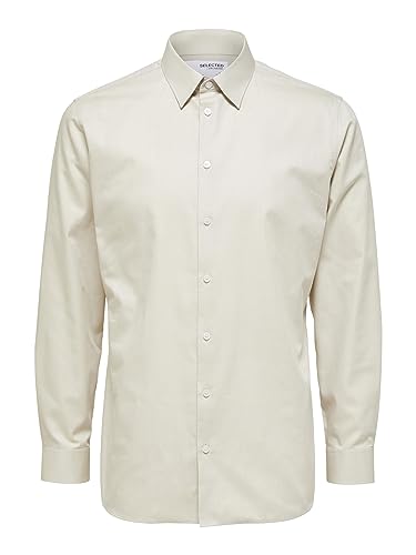 SELECTED HOMME Herren Slhslimethan Shirt Ls Classic B Noos, Cloud Dancer, XL von SELECTED HOMME