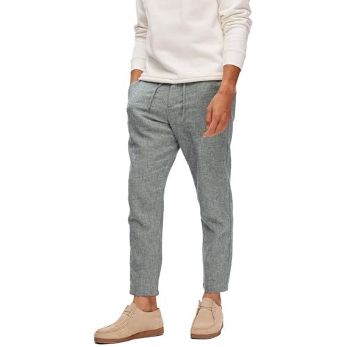 Selected Homme Herren Slh172-slimtape Brody Linen Pant Noos Chinohose, Sky Captain/Detail:Mixed W. Oatmeal, XL EU von SELETED HOMME