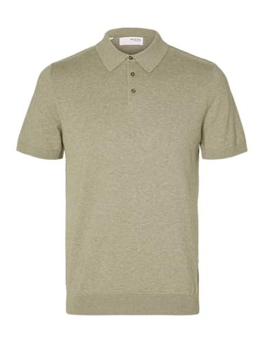 Selected Homme Herren Slhberg Knit Noos Poloshirt, Vetiver/Detail:Melange, L EU von SELECTED HOMME