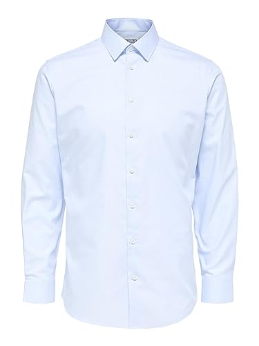 SELECTED HOMME Herren Slhslimethan Shirt Ls Classic B Noos, Light Blue, XXS von SELECTED HOMME