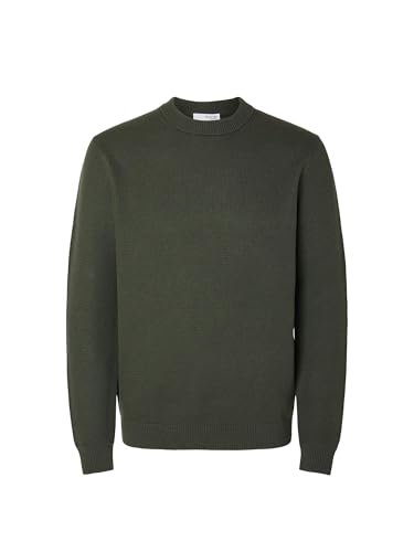 Selected Homme Herren Slhdane Knit Structure Crew Neck Noos Pullover, Forest Night, M EU von SELETED HOMME