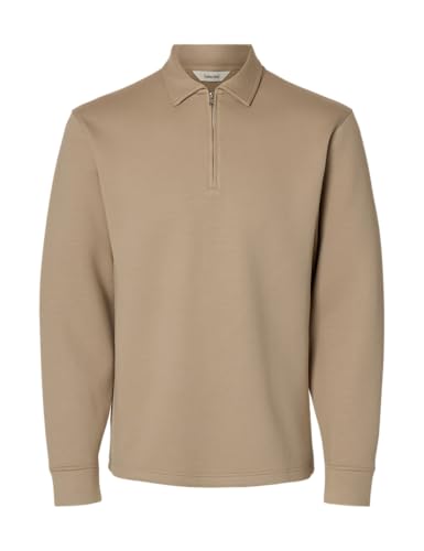 SELECTED MEN Herren Slhemanuel Soft Polo Zip Sweat Noos, Pure Cashmere, XXL SELECTED MEN Herren Slhemanuel Soft Polo Zip Sweat Noos, Pure Cashmere, XXL von SELECTED MEN
