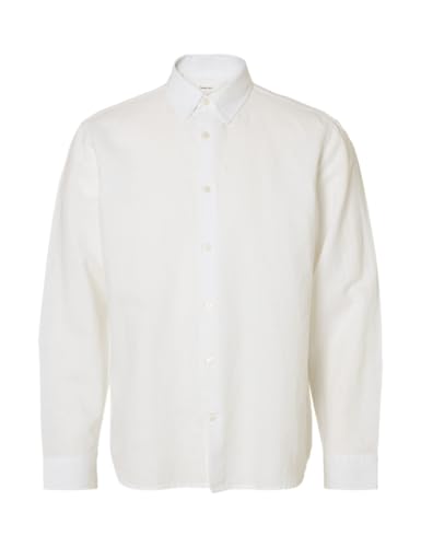 SELECTED MEN Herren Slhregclay Linenblend Ls Shirt Cla Noos, Bright White, XXL von SELECTED MEN