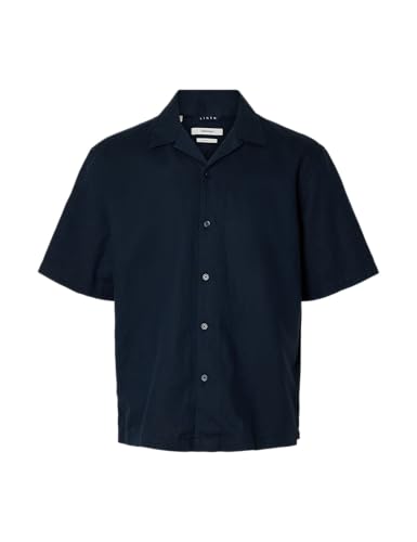SELECTED MEN Herren Slhrlxclay Linenblend Ss Shirt Res Noos, Sky Captain, M SELECTED MEN Herren Slhrlxclay Linenblend Ss Shirt Res Noos, Sky Captain, M von SELECTED MEN