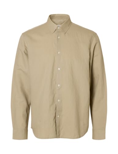 SELECTED MEN Herren Slhslimclay Linenblend Ls Shirt Cla Noos, Pure Cashmere, M SELECTED MEN Herren Slhslimclay Linenblend Ls Shirt Cla Noos, Pure Cashmere, M von SELECTED MEN
