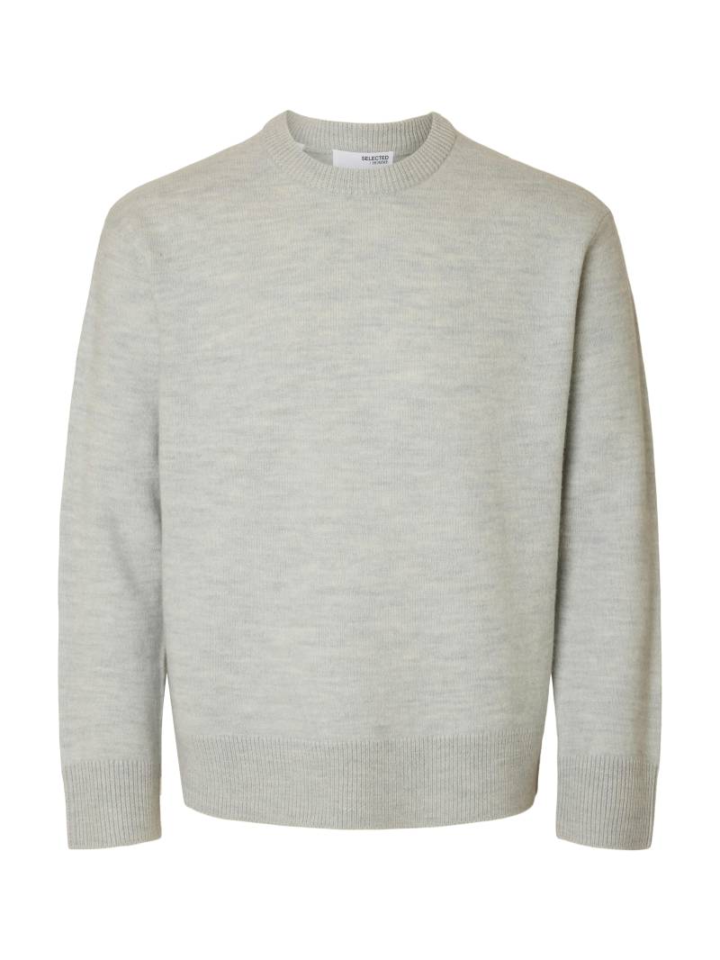 SELECTED MEN - SLHARNE LS KNIT RELAXED WOOL CREW NECK light grey melange - Gr. - XXL von SELECTED MEN