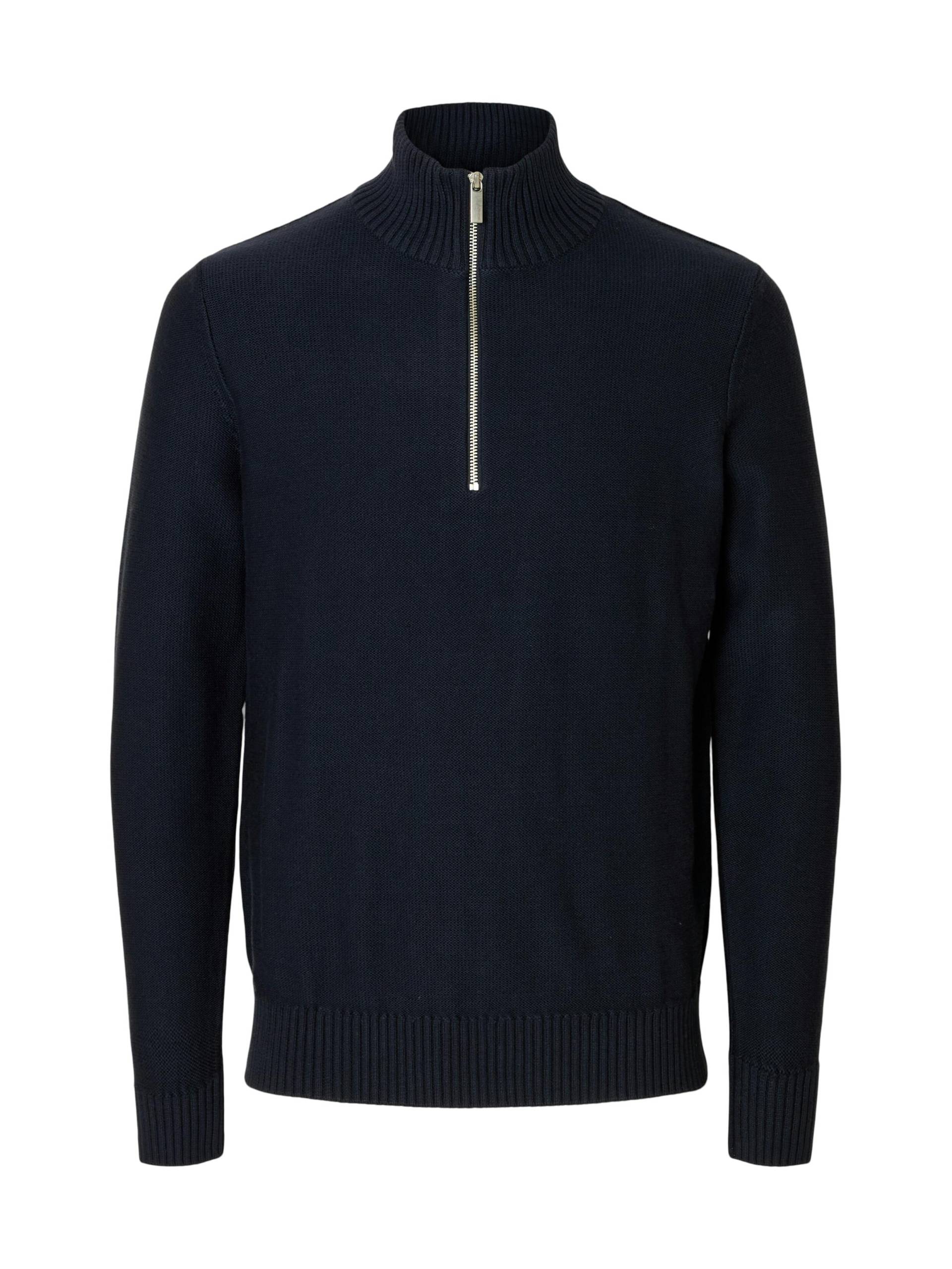 SELECTED MEN - SLHAXEL LS KNIT HALF ZIP sky captain - Gr. - L von SELECTED MEN