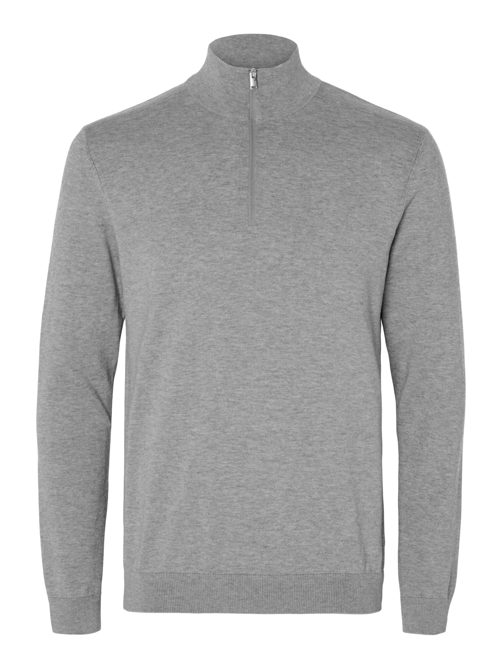 SELECTED MEN - SLHBERG LS HALF ZIP NOOS medium grey melange - Gr. - XXL von SELECTED MEN