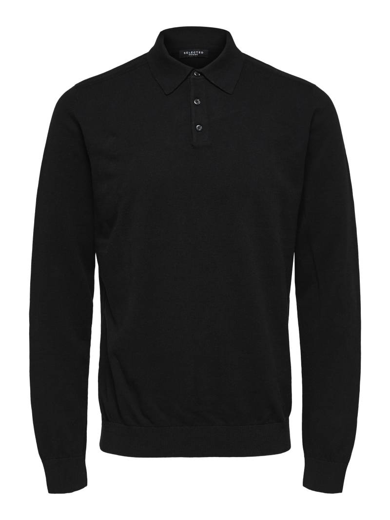 SELECTED MEN - SLHBERG LS KNIT POLO NOOS black - Gr. - S von SELECTED MEN