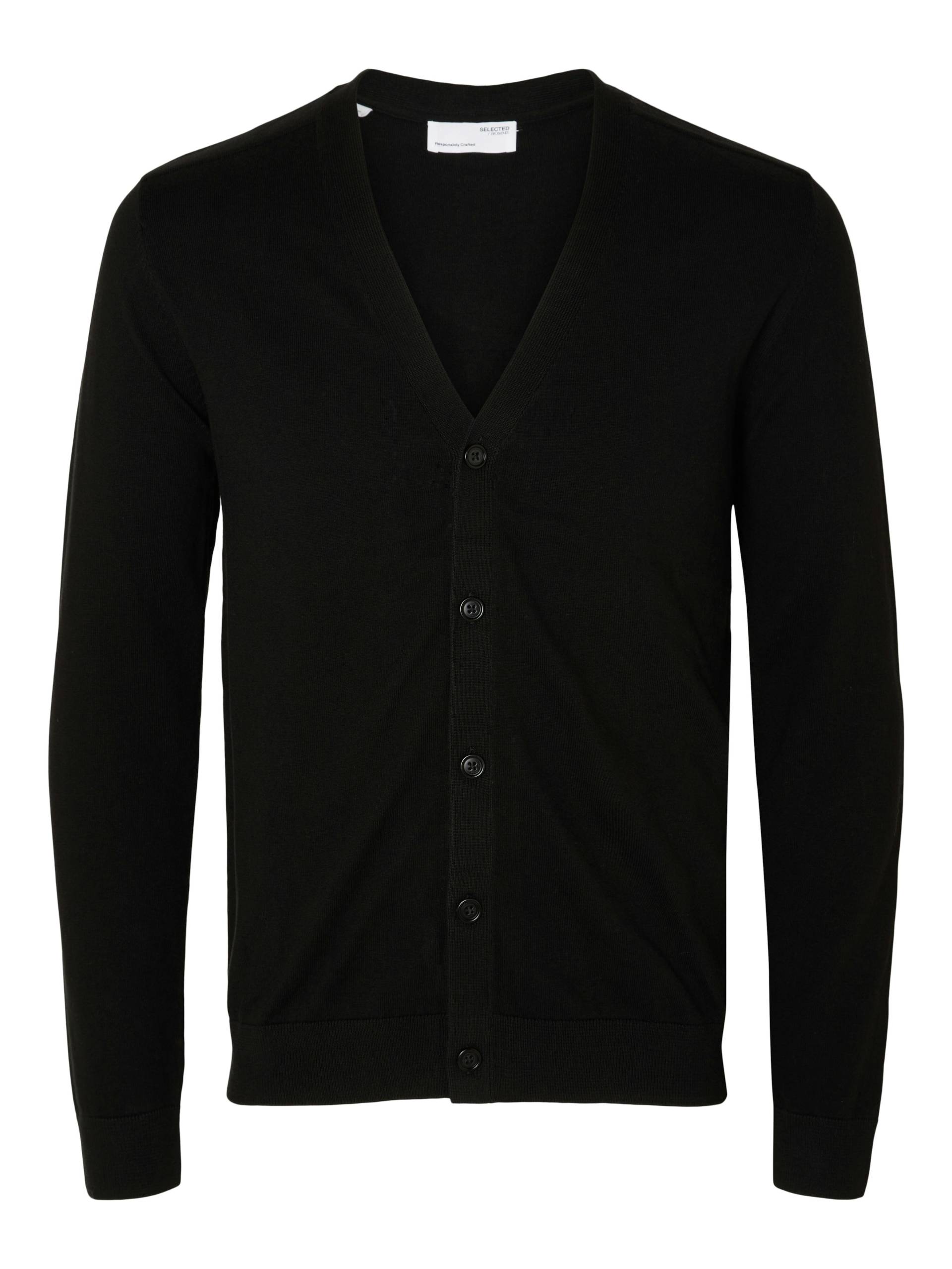 SELECTED MEN - SLHBERG LS KNIT V-NECK CARDIGAN NOOS black - Gr. - XXL von SELECTED MEN