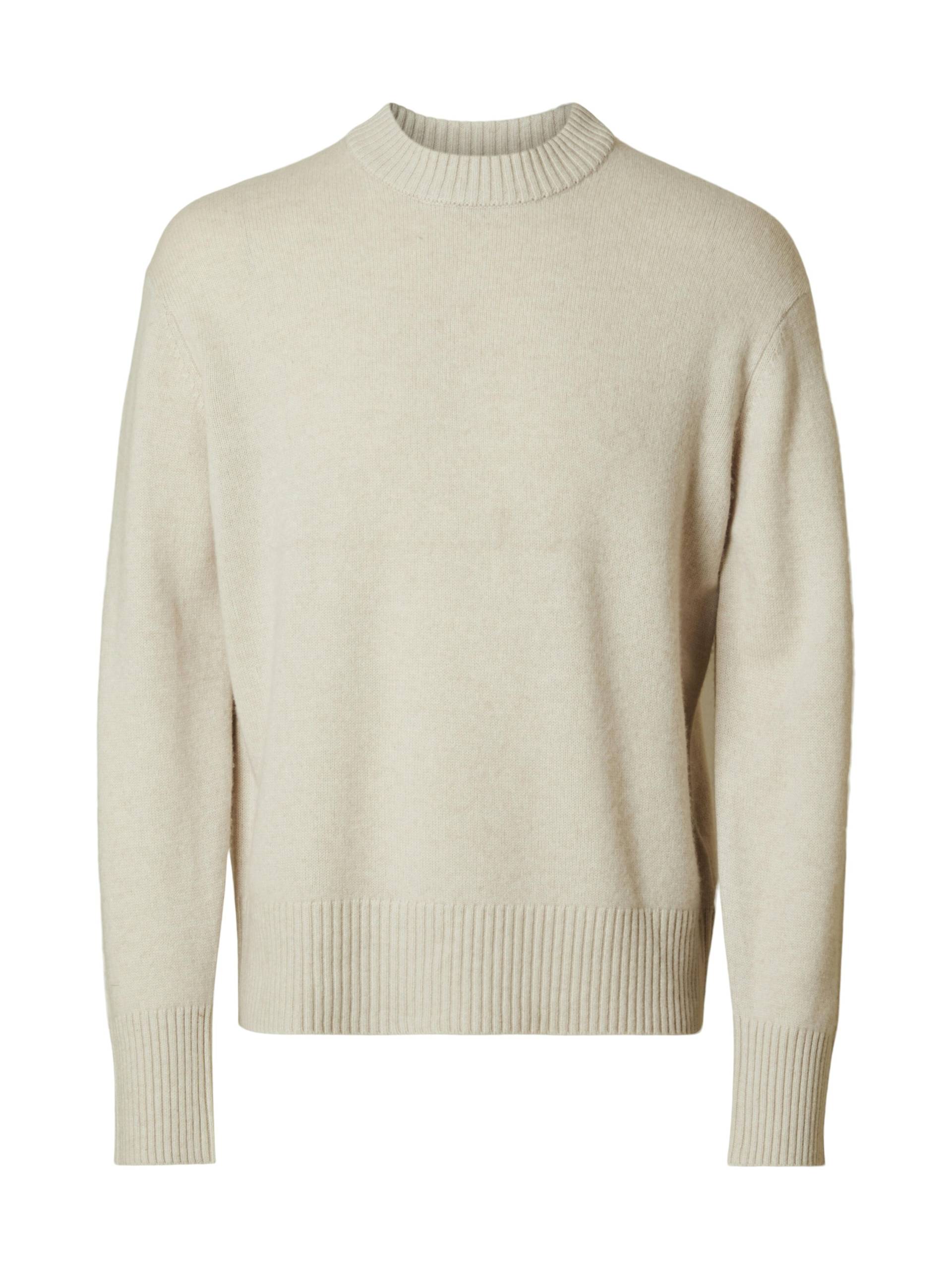 SELECTED MEN - SLHCALLE RELAXED CASHMERE BLEND CREW oatmeal - Gr. - L von SELECTED MEN