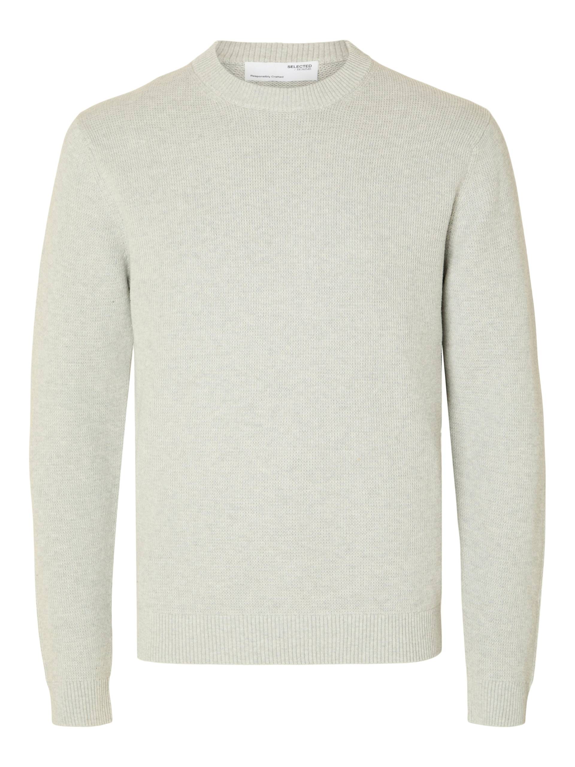SELECTED MEN - SLHDANE LS KNIT STRUCTURE CREW NECK NOOS light grey melange - Gr. - L von SELECTED MEN
