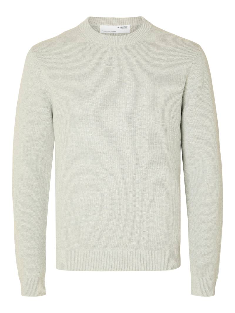 SELECTED MEN - SLHDANE LS KNIT STRUCTURE CREW NECK NOOS light grey melange - Gr. - XL von SELECTED MEN