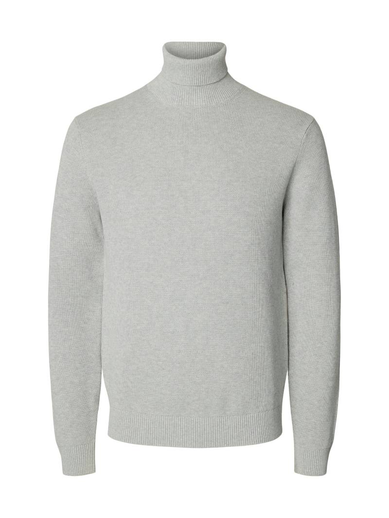 SELECTED MEN - SLHDANE LS KNIT STRUCTURE ROLL NECK NOOS light grey melange - Gr. - M von SELECTED MEN