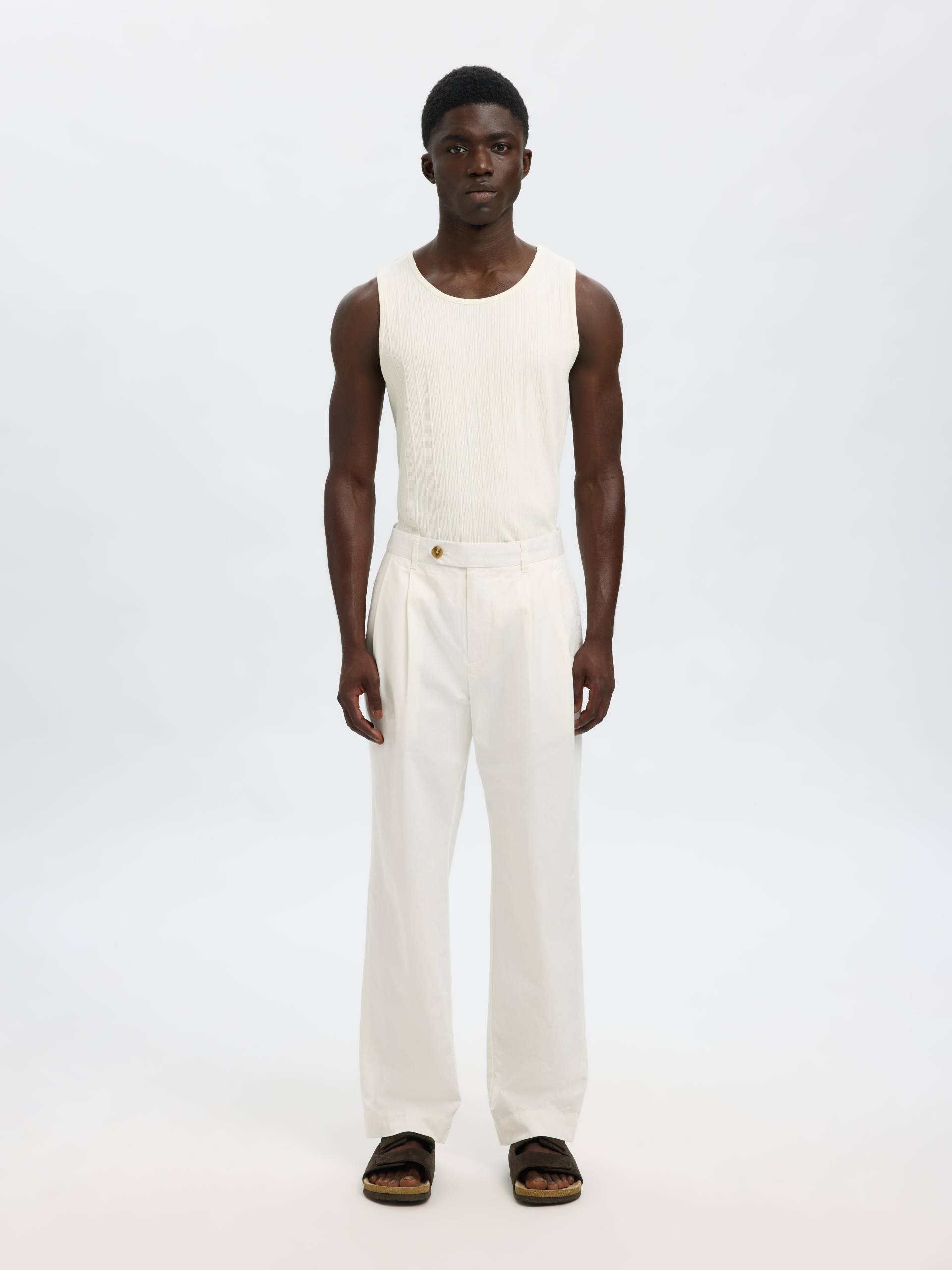 SELECTED MEN - SLHDEAN RIB TANKTOP egret - Gr. - XL von SELECTED MEN