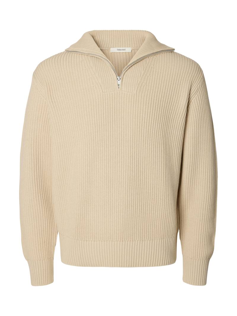 SELECTED MEN - SLHDRY LS KNIT HALF ZIP oatmeal - Gr. - S von SELECTED MEN
