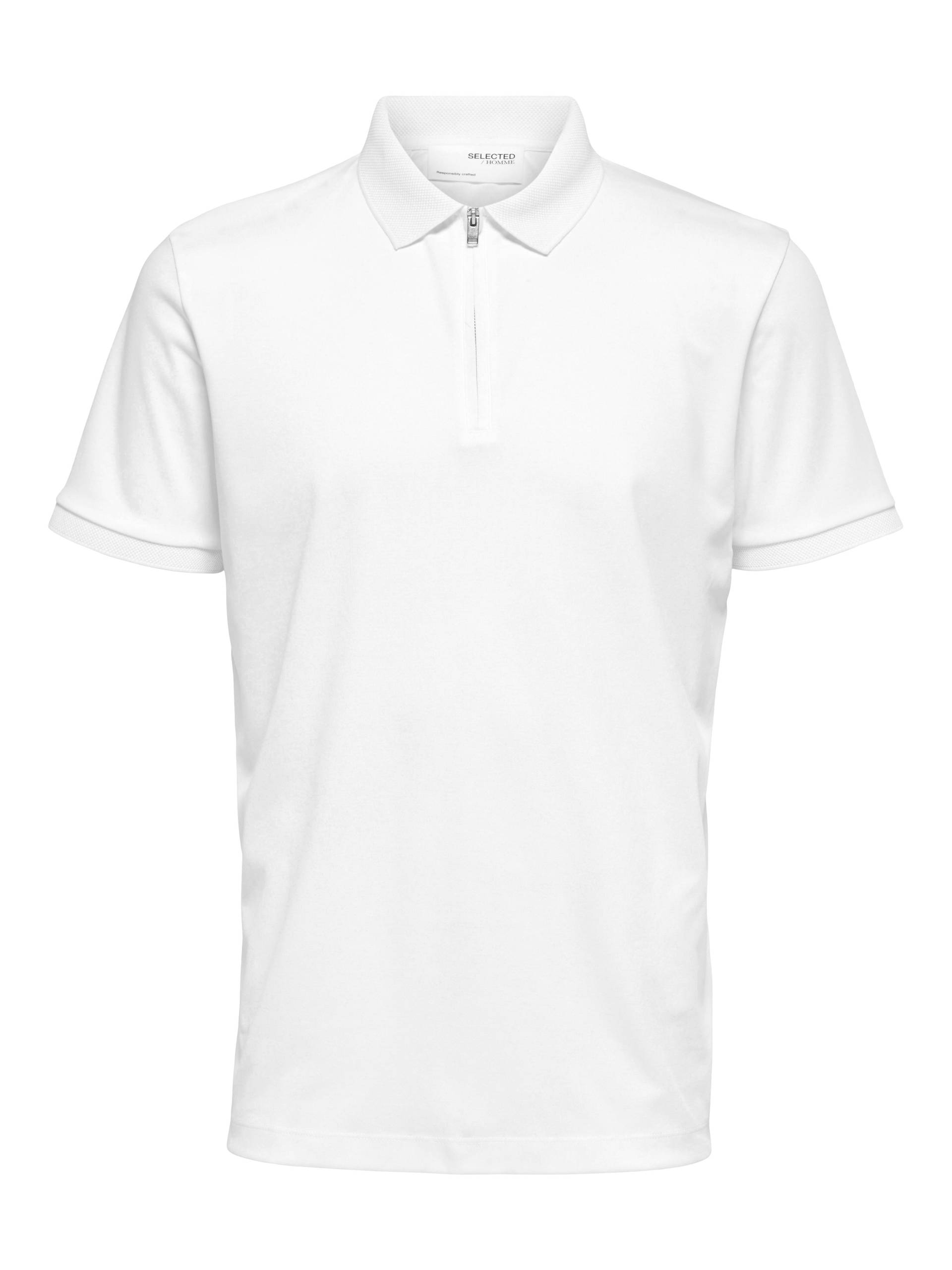 SELECTED MEN - SLHFAVE ZIP SS POLO NOOS cloud dancer - Gr. - S von SELECTED MEN