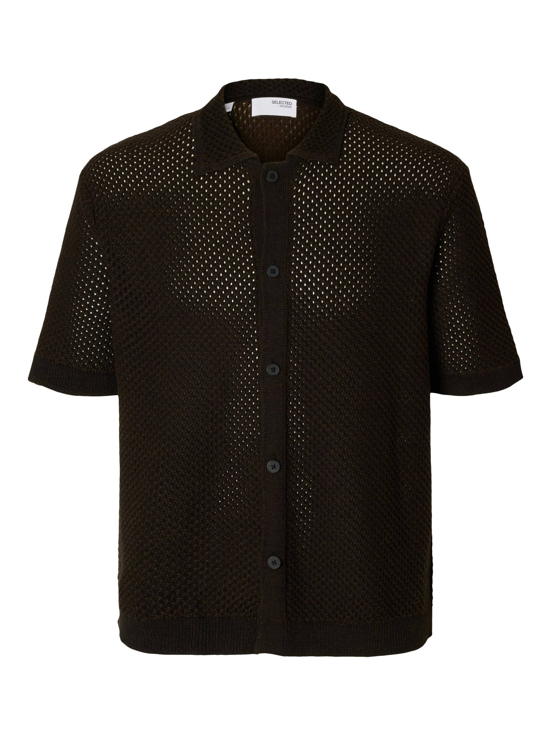 SELECTED MEN - SLHGINGER SS KNIT RELAXED POLO CARDIGAN black - Gr. - XXL von SELECTED MEN