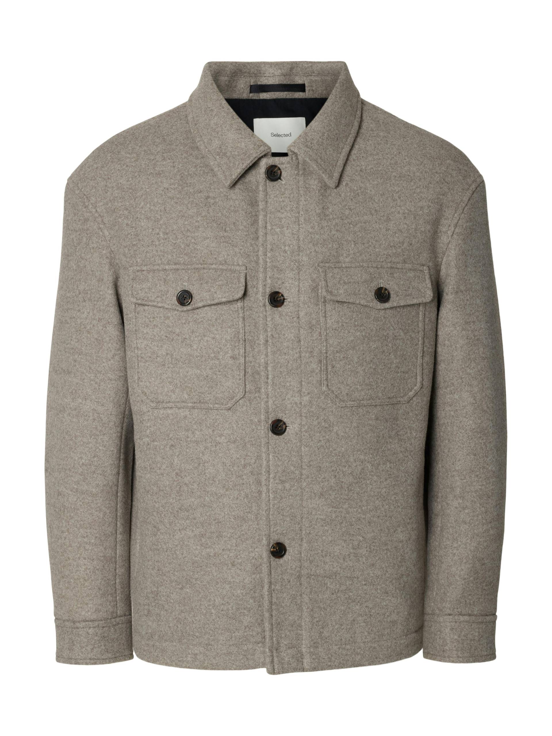 SELECTED MEN - SLHMITCH WOOL BLEND SHACKET NOOS deep taupe - Gr. - S von SELECTED MEN