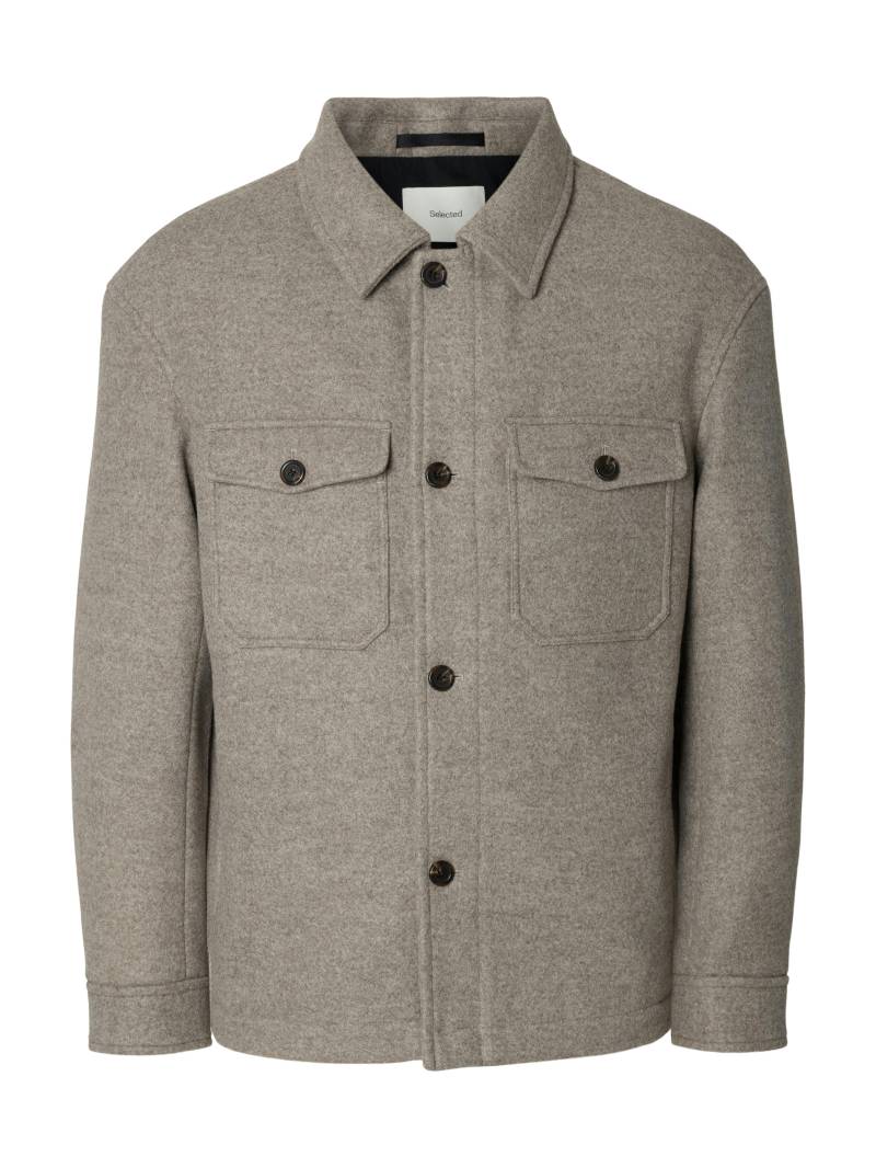 SELECTED MEN - SLHMITCH WOOL BLEND SHACKET NOOS deep taupe - Gr. - XXL von SELECTED MEN