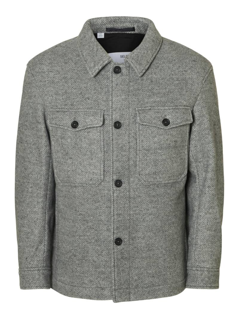 SELECTED MEN - SLHMITCH WOOL BLEND SHACKET NOOS grey melange - Gr. - L von SELECTED MEN