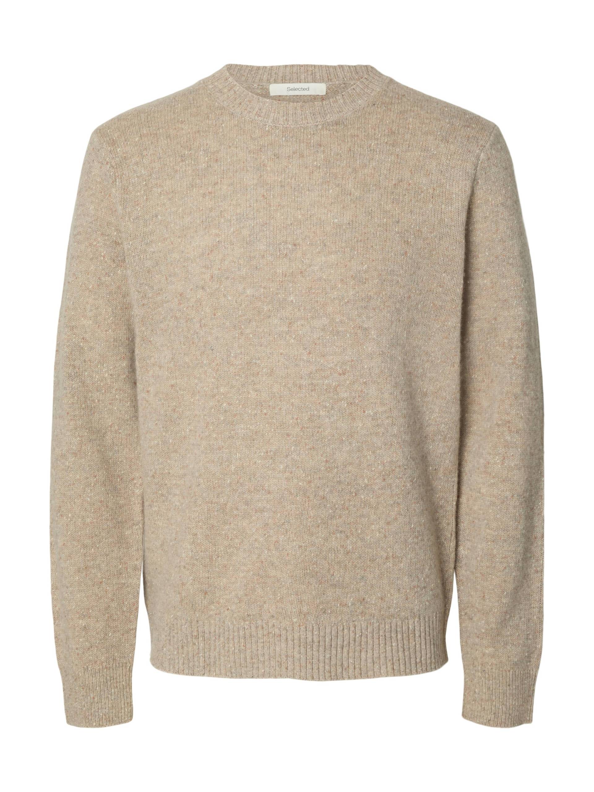 SELECTED MEN - SLHNEIL LS KNIT NEPS CREW NECK oatmeal - Gr. - L von SELECTED MEN