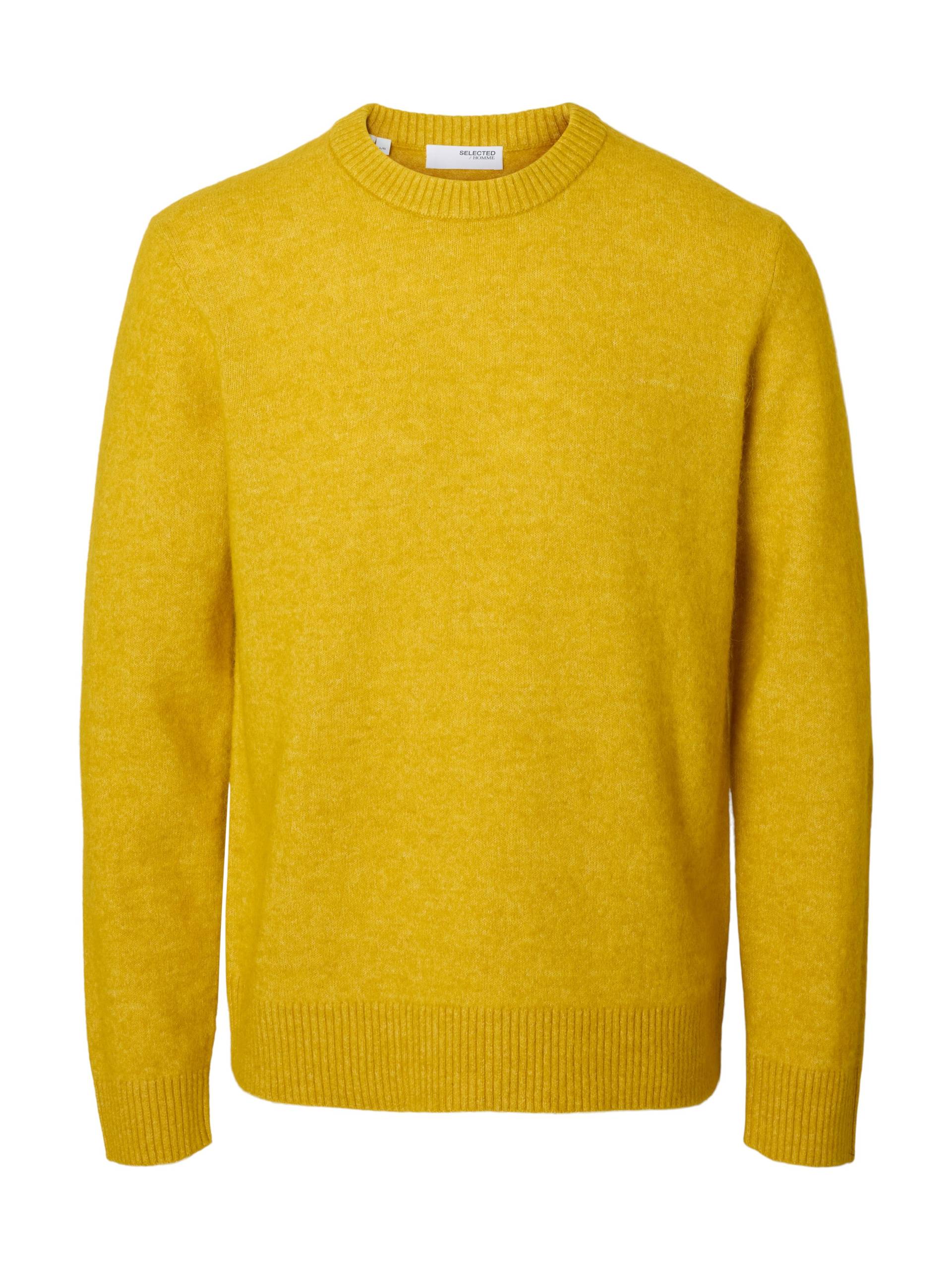 SELECTED MEN - SLHRAI LS KNIT CREW NECK NOOS gold flake - Gr. - M von SELECTED MEN