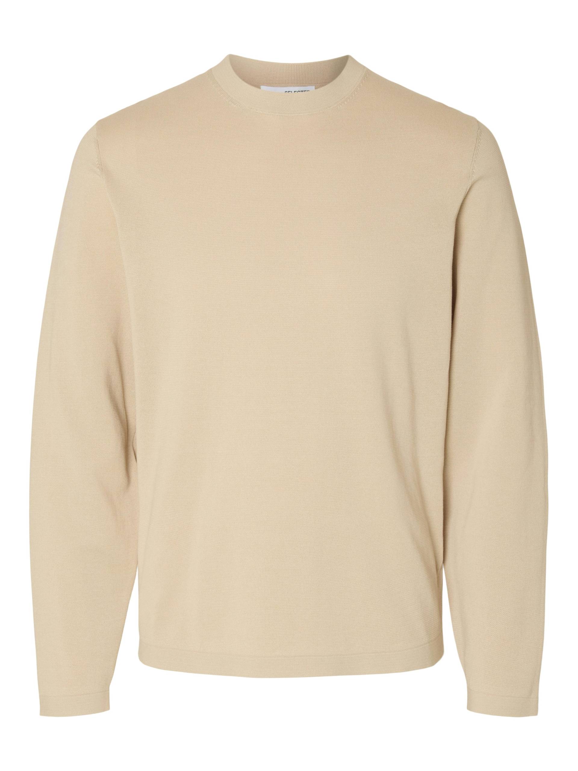 SELECTED MEN - SLHRAVI LS KNIT STRUCTURE CREW NECK oatmeal - Gr. - S von SELECTED MEN