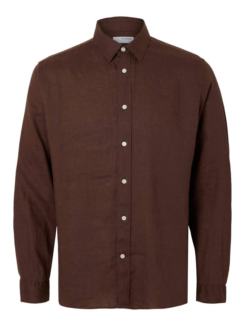 SELECTED MEN - SLHREGKYLIAN LINEN LS SHIRT chocolate brown - Gr. - XXL von SELECTED MEN