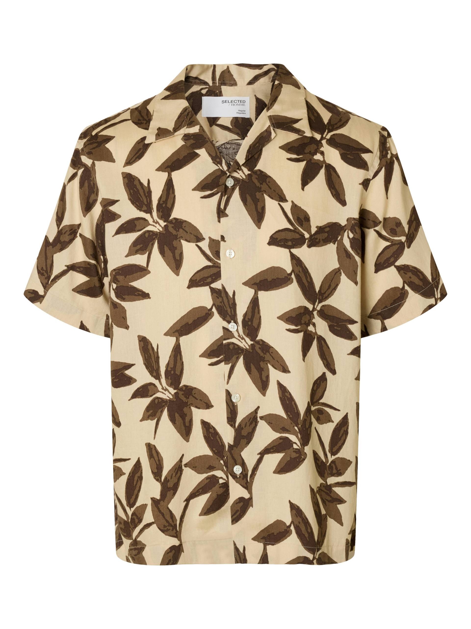 SELECTED MEN - SLHREGNOA MIX SHIRT SS RESORT oatmeal - Gr. - XXL von SELECTED MEN